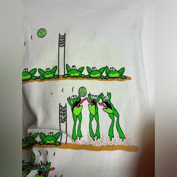 Crazy Shirt Hawaii Beach Bufo volleyball Frog Print Single stitch 80s T-Shirt - Picture 7 of 16